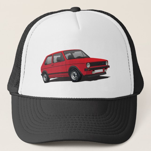 VDUB Golf GTI MK1 röd mössa Truckerkeps (Framsida)