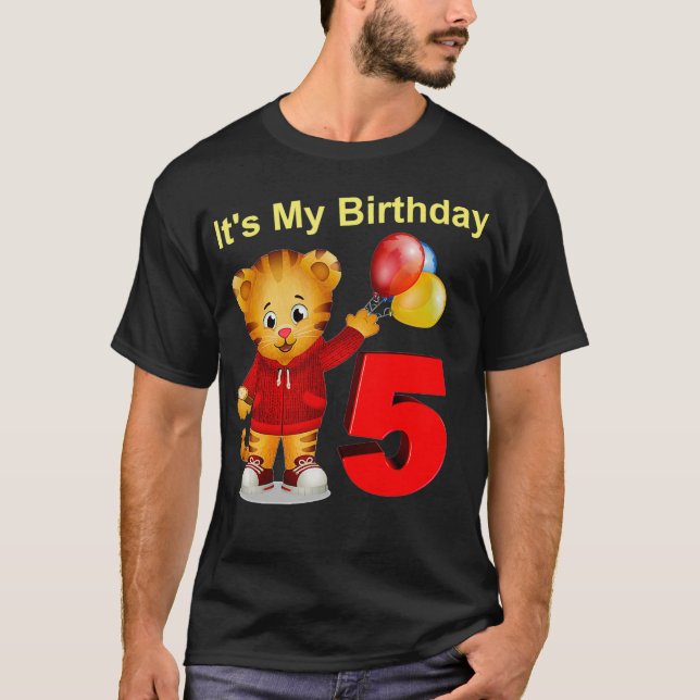 Vebyhogh Daniel Tiger 5 år gammal Kid Birthday T Shirt (Framsida)