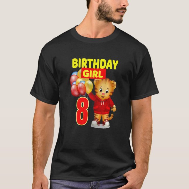 Vebyhogh Daniel Tiger 8 år gammal Birthday Girl T Shirt (Framsida)