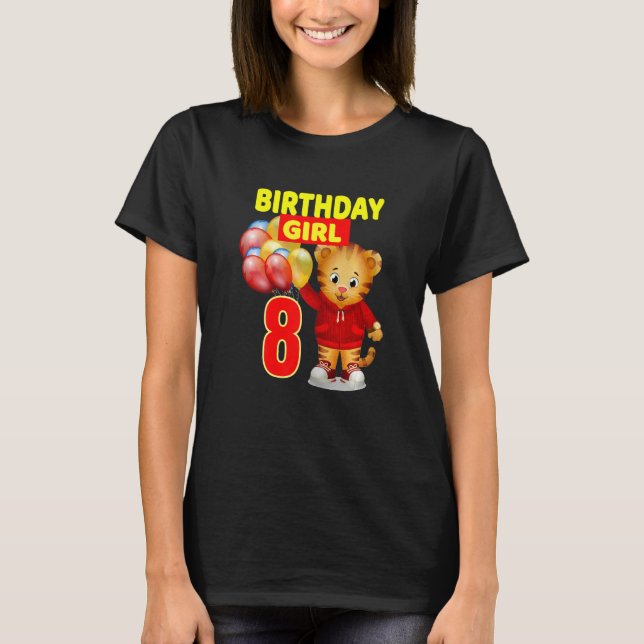 Vebyhogh Daniel Tiger 8 år gammal Birthday Girl T Shirt (Framsida)