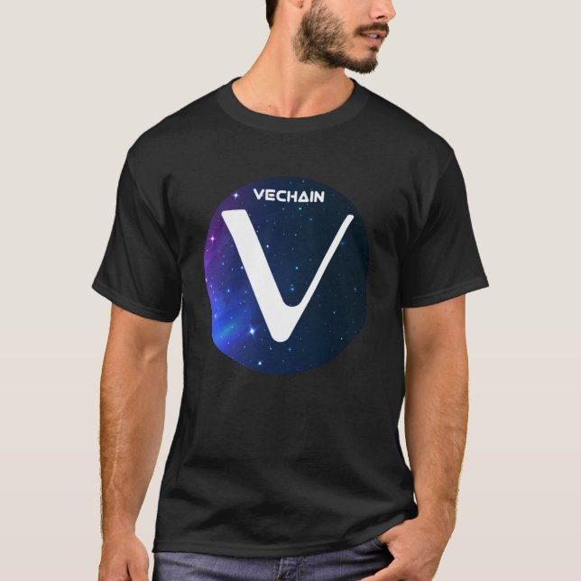 VeChain Cryptocurrency Space Galaxy VET Crypto Moo T Shirt (Framsida)