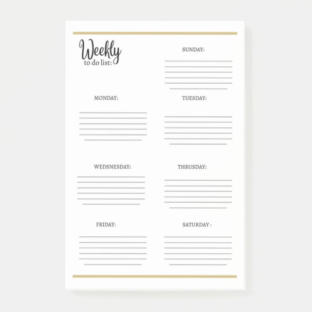 VECKA ATT GÖRA LISTA: POST-IT BLOCK (Framsida)