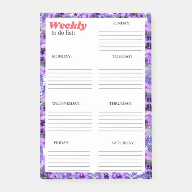 VECKA ATT GÖRA LISTA: POST-IT BLOCK (Framsida)