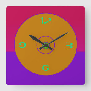 Vecka av levande Rosa Lila Guld Lime Clock Fyrkantig Klocka