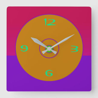 Vecka av levande Rosa Lila Guld Lime Clock Fyrkantig Klocka