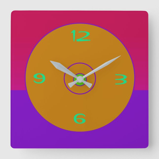 Vecka av levande Rosa Lila Guld Lime Clock Fyrkantig Klocka (Framsida)