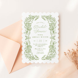 Veckad bröllopsfest med salvia gröna hortensior inbjudningar