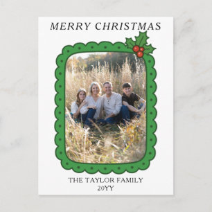 Veckad Handritad Jullycka Familjefoto Helg Vykort