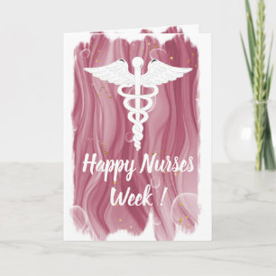 Veckan om vattenfärgen Ro Guld Rosa Lycklig Nurses Kort