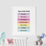Veckans färgstarka dagar - Poster<br><div class="desc">Gör inlärning till roligt och delta i Poster "Veckans färgstarka dagar". Denna pulserande och öga-fångstande poster varje veckodag i fet, färglöst brev, designat för att fånga unga inlärares uppmärksamhet och intresse. Den ljusa färger och lekande designen gör det till ett idealiskt pedagogiskt verktyg för klassrum, spelrum och barnrum. Perfekt för...</div>