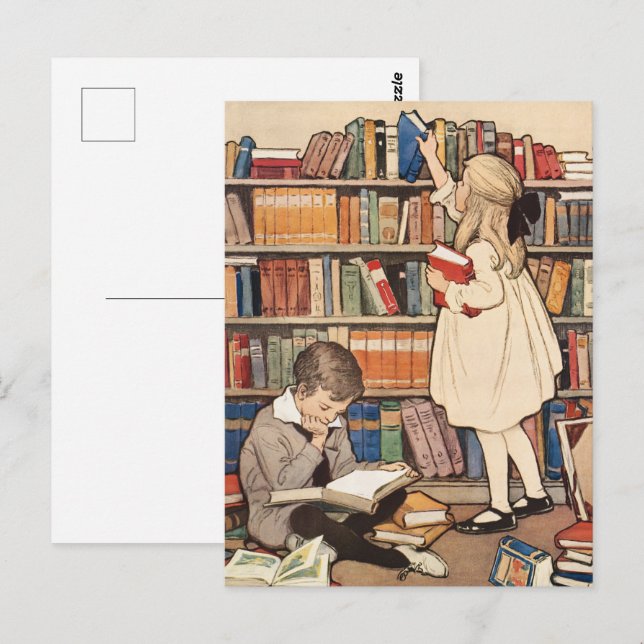 Veckans illustration av barnbokbiblioteket vykort (Fram/baksida)