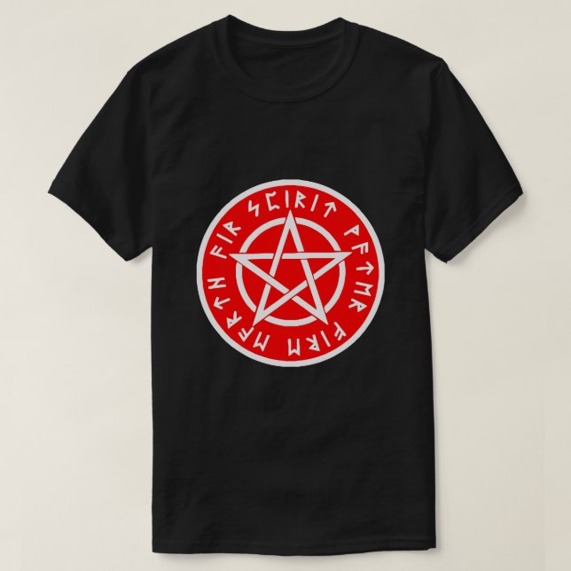 Veckanvitt och rött pentagram tee (Design framsida)