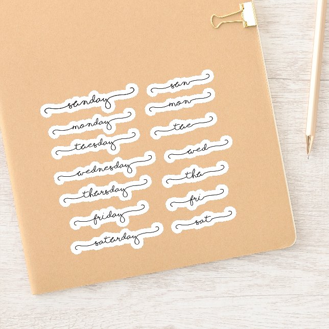 Veckendagar i lakan klistermärken (Anteckningsbok)