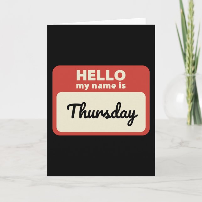 Veckodagen i namn bricka. Torsdag. Kort (Framsida)