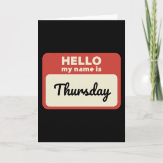 Veckodagen i namn bricka. Torsdag. Kort