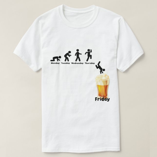 Veckodagsövning Beer Fredag Party drinka T Shirt (Design framsida)