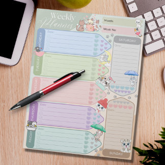 Veckofärgad planner Cute Cat Kitten flerfärgad Anteckningsblock