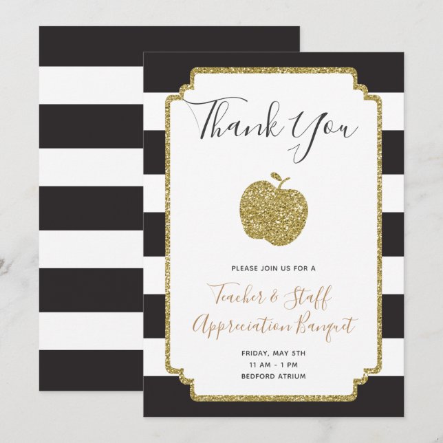 Veckoinbjudan till lärarappel inbjudningar (Fram/baksida)