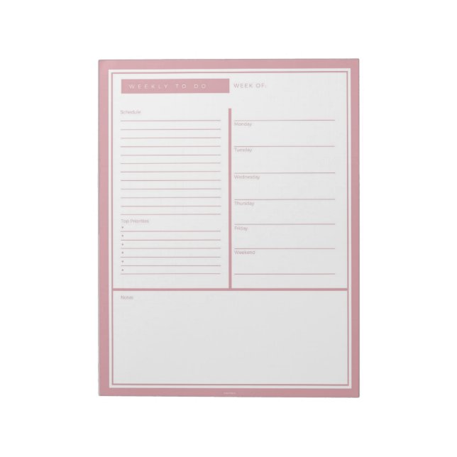  Veckolista att göra Anteckningsblock (Roterad)