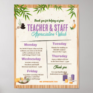 Veckomall för Spa Teacher och Personalbedömning Poster