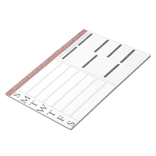 Veckomålsplanerare & Livsmedel-lista Anteckningsblock (Vinklad)