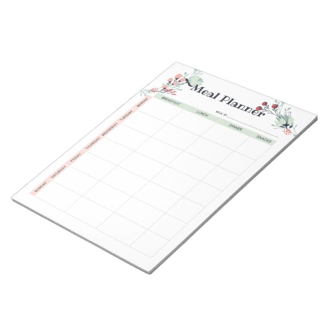 Veckomålsplanering i Cute Blommigt Stil Anteckningsblock (Vinklad)