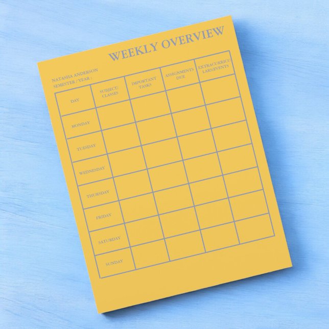 Veckoöversikt över akademisk plan för Studenter (Skapare uppladdad)