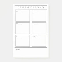 Veckoplanering - bokför anteckningsblock 4" x 6"