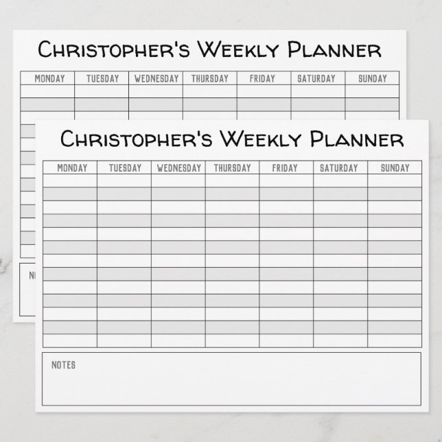 Veckoplanering för att anpassa dig till Namn på et Julkort (Fram/baksida)