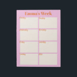 Veckoplanering för att göra lista över Rosa Monogr Anteckningsblock<br><div class="desc">Ordna veckan med den här söta och moderna veckolanern i rosa,  kräm och orange,  personlig med ditt namn.</div>