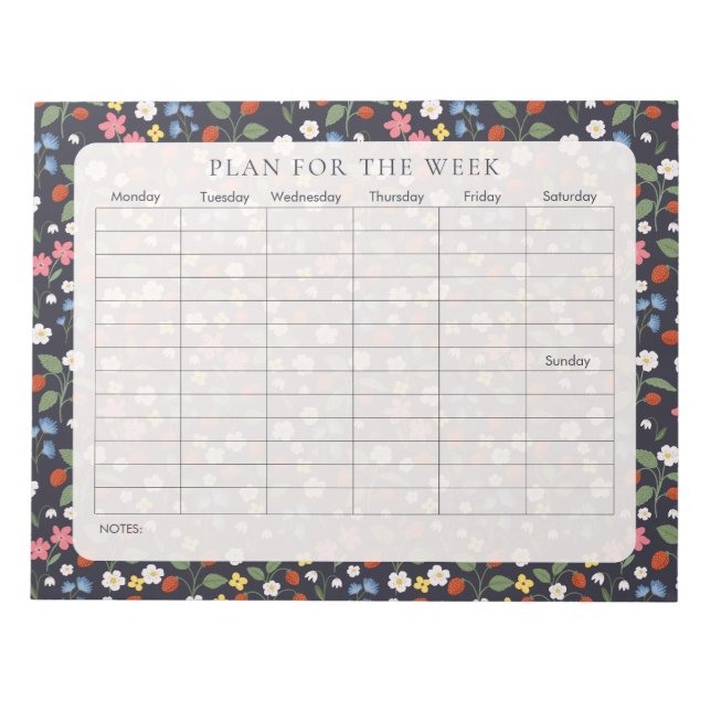 Veckoplanering för marin jordgubbsplantation anteckningsblock (Framsida)