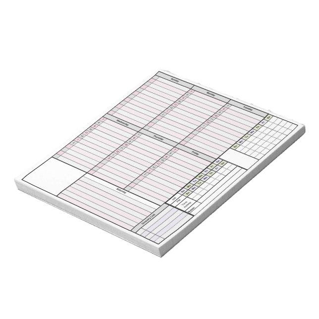 Veckoplanering - sida med spårare och månadsstödra anteckningsblock (Roterad)