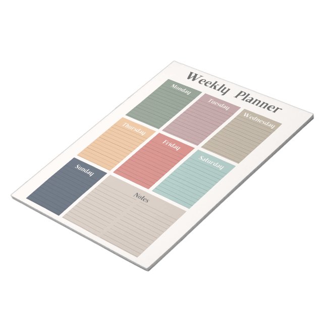 Veckoplanering, söndag start anteckningsblock (Vinklad)