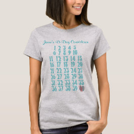 Veckor för gravidnedräkningmoderskap markerar av tee shirt
