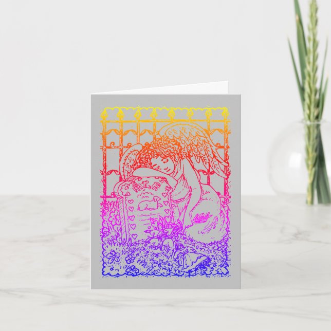 VECKORGARDIANGEL, CEMETERY MOURNING SYMPATHY KORT (Framsida)