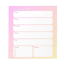 Veckoschema Notepad – Vardagslayout Anteckningsblock