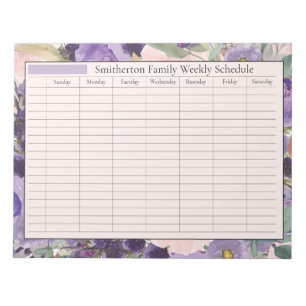 Veckoschema Rosa Lila Blommor Anteckningsblock