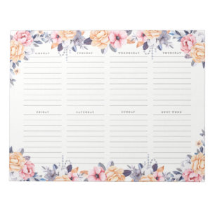 Veckovattenfärg för Plannerflickablommigt Anteckningsblock
