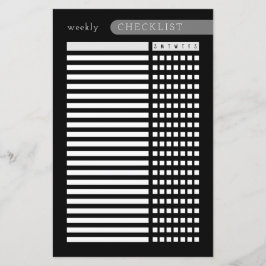 veckovis kontrollista svart vit