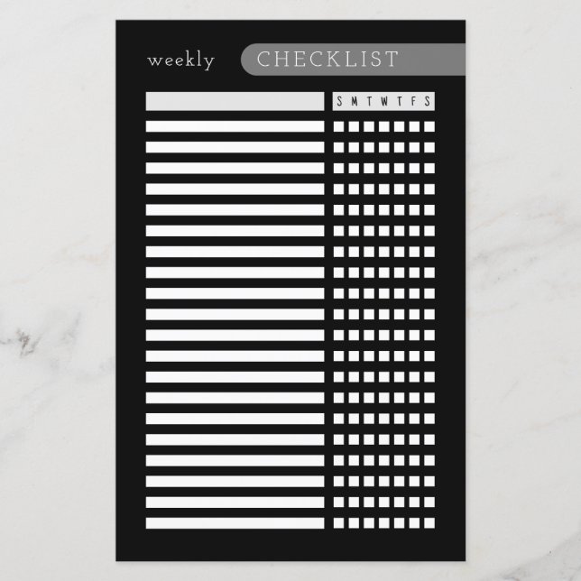 veckovis kontrollista svart vit (Framsida)