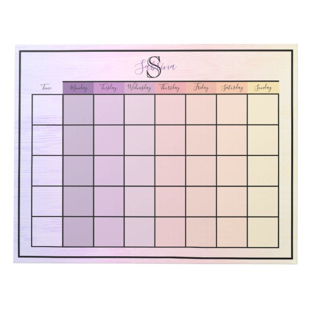Veckovis planering Daglig Lila Gult Färg Antecknin Anteckningsblock (Framsida)