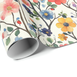 Veckpapper Vattenfärg Stil Blommig Design Presentpapper