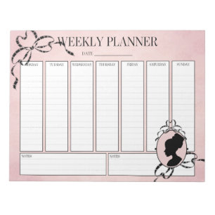 Vecly Planner Victorian Stil 60-talets Cameo-Antec Anteckningsblock