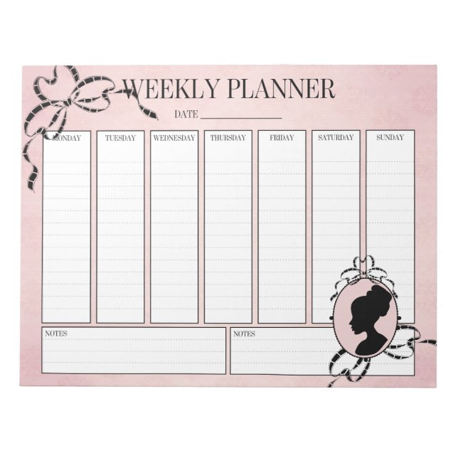 Vecly Planner Victorian Stil 60-talets Cameo-Antec Anteckningsblock (Framsida)