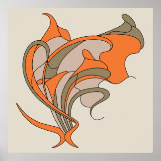 Vector Art nouveau blommigt elegance på grått, squ Poster