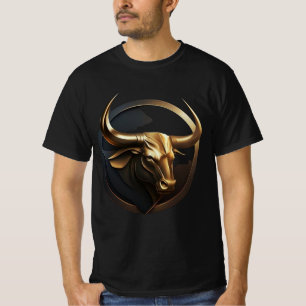 "Vector Bull: Black & Guld Logotyp" Skriv ut T-shi T Shirt