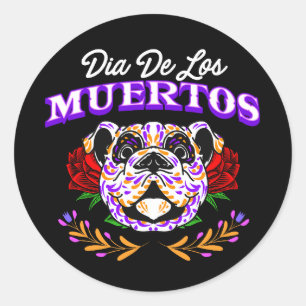 Vector dekorativ hund head day of the dead mexico runt klistermärke