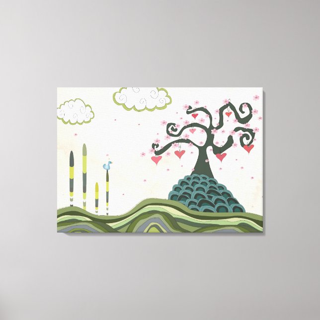 Vector Fantasy Doodle Landscape Wall Art Canvas (Framsida)