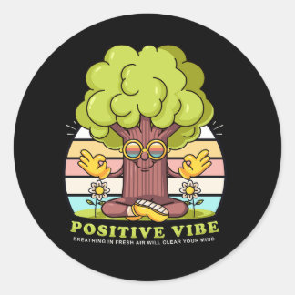 Vector färsk träd mascot-tecknad i meditation runt klistermärke