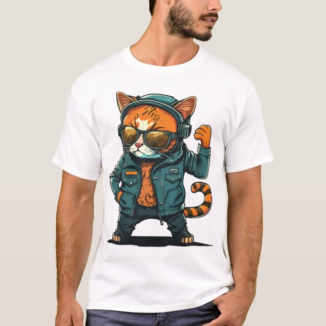 Vector Katt Karaktär T-Shirt  (Framsida)